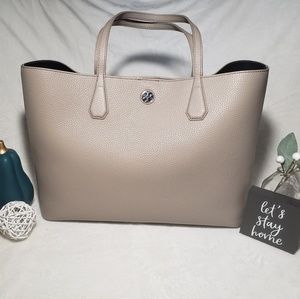 TORY BURCH- BRODY TOTE in French Gray/Navy Blue.